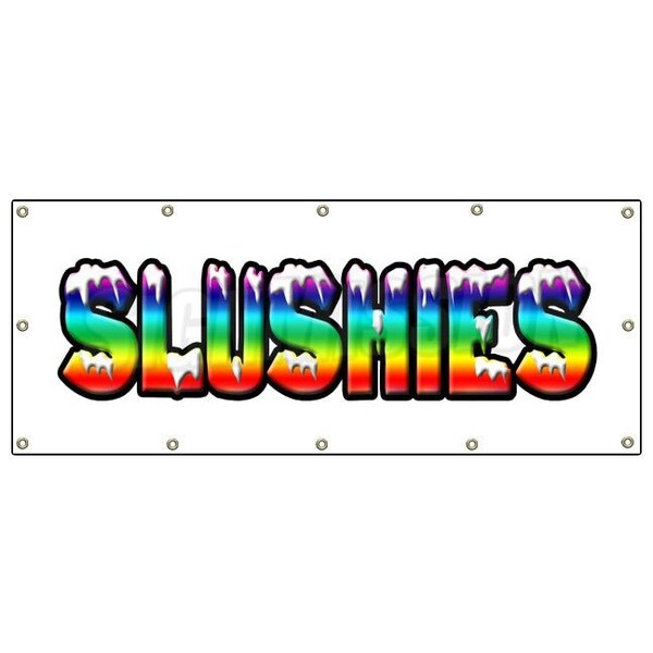 Slushies Banner Heavy Duty 13 Oz Vinyl with Grommets Single Sided